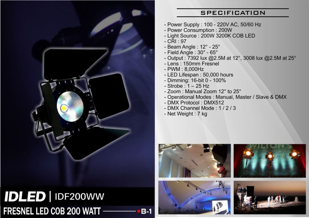 B-1 Fresnel 200 watt COB IDF200WW